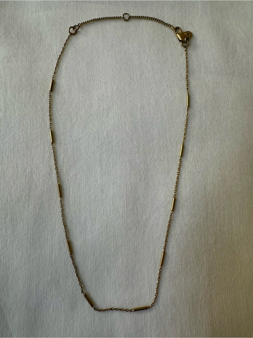 Madewell Bar Station Necklace Gold Plated Brass Adjustable Chain NA175